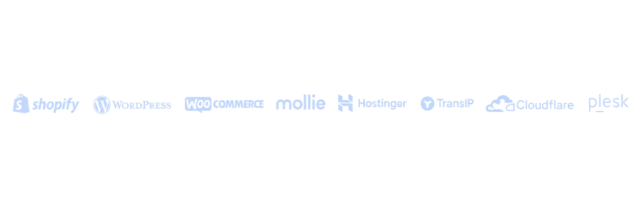 Shopify, WordPress, WooCommerce, Mollie, Hostinger, TransIP, Cloudflare en Plesk